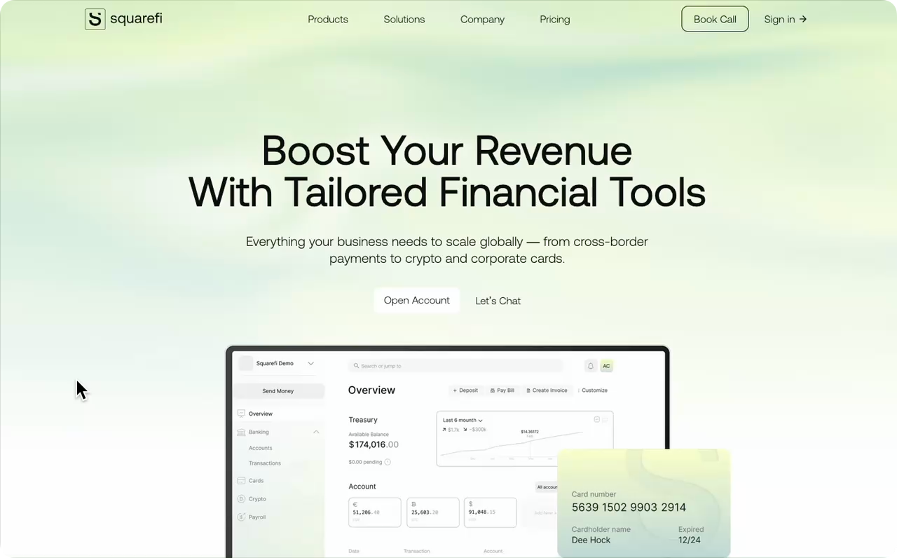 Interactive background on the Squarify website